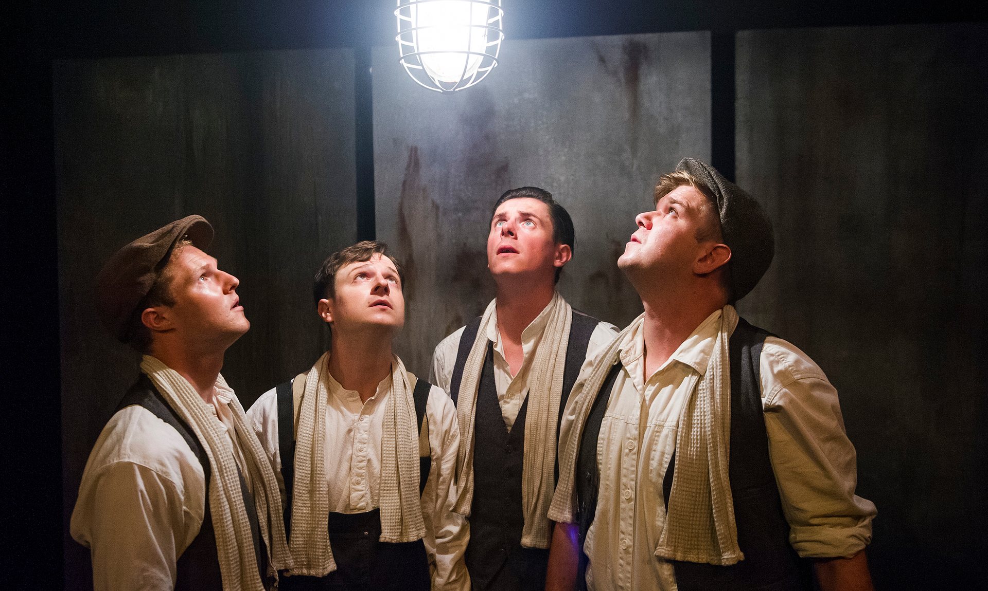The cast of Operation Crucible: Paul Tinto (Phil), Salvatore D’Aquilla (Bob), James Wallwork (Arthur), and Kieran Knowles (Tommy).