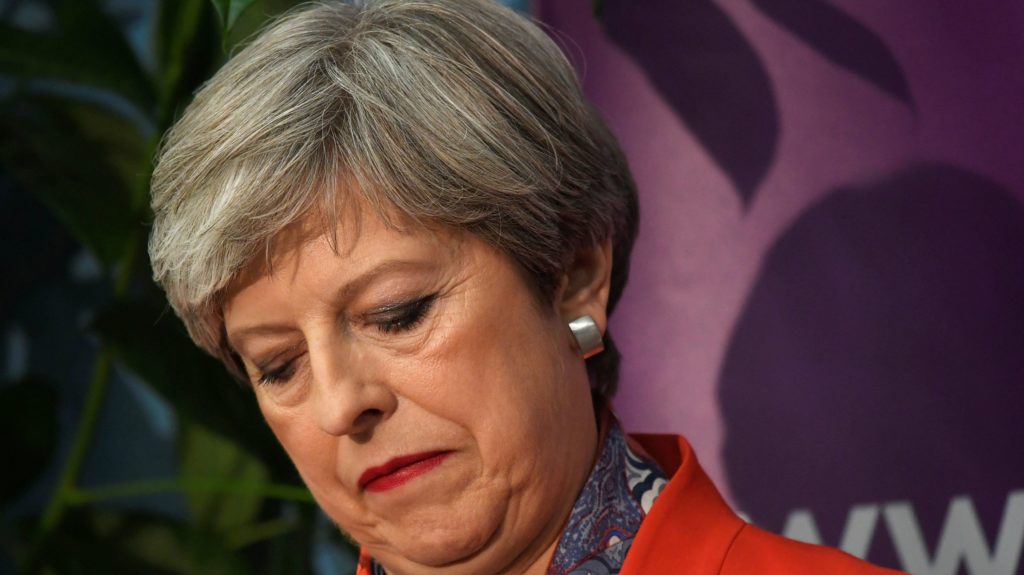 Theresa May looked weak and devastated at the Maidenhead parliamentary election count.